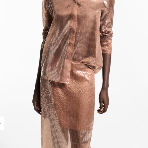 Mango Sequin midi skirt Size L - Picture 3 of 8